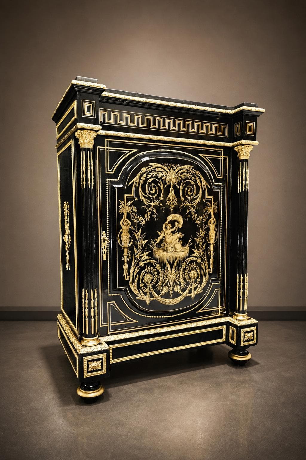 meuble d'appui boulle à colonnes estampillé DIEHL