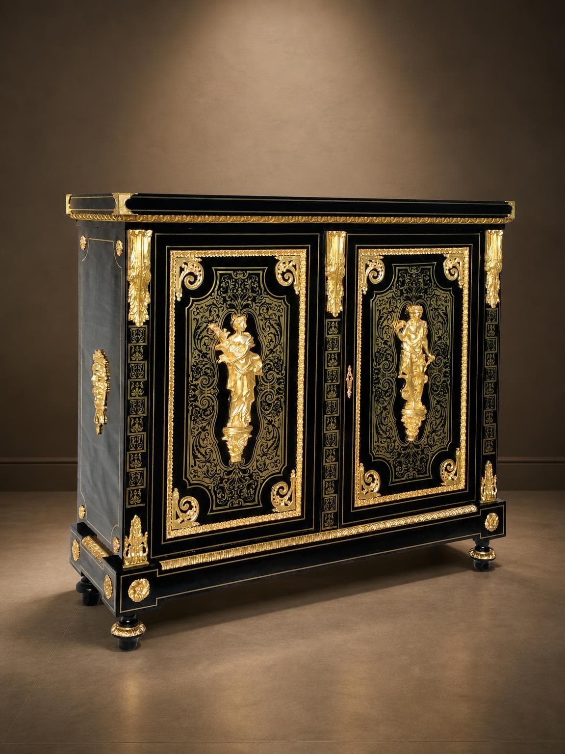 Meuble d’apparat 2 portes Boulle Napoleon III signé BEFORT Jeune