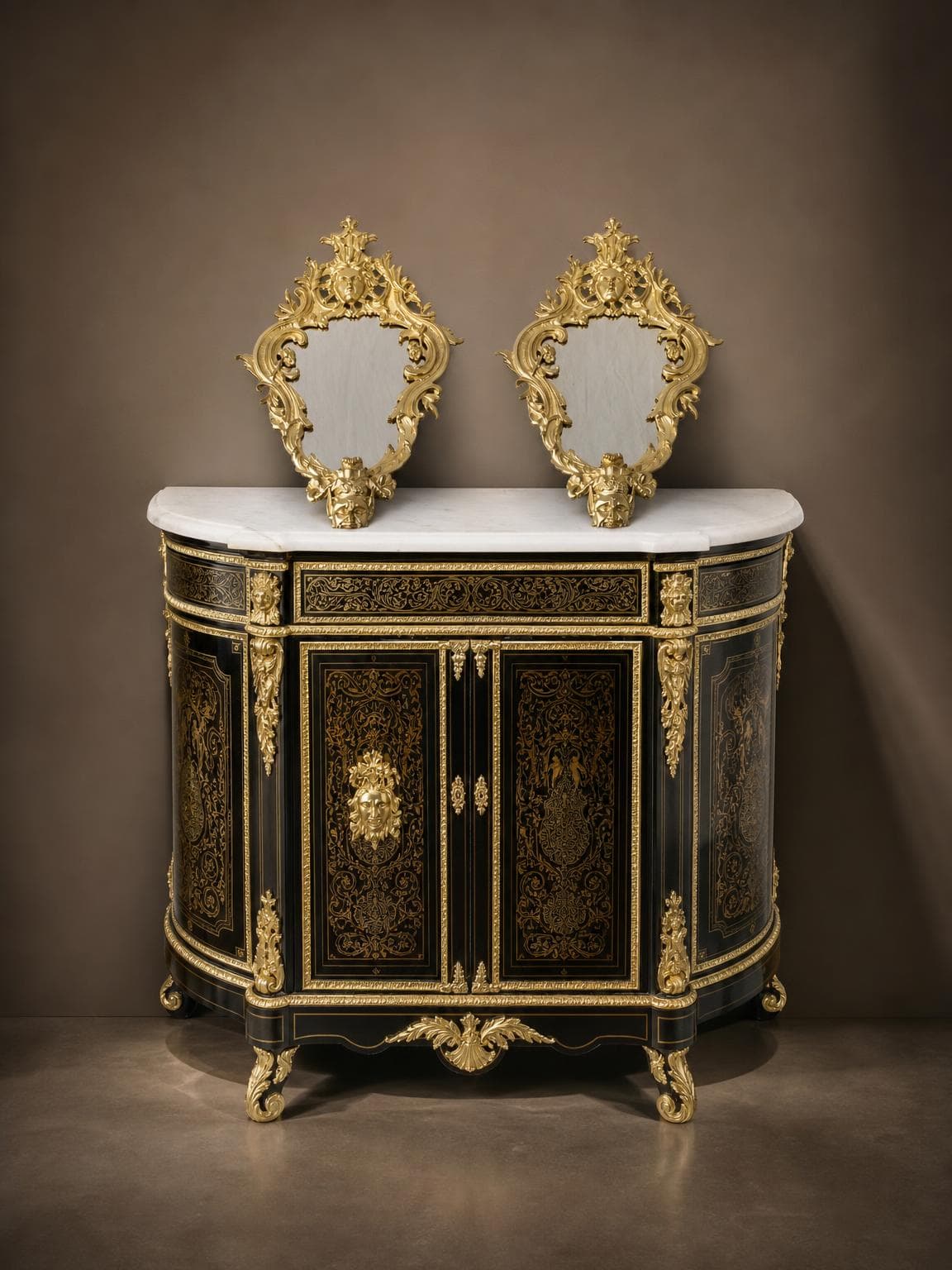 Pair of Napoleon III gilt bronze mirrors