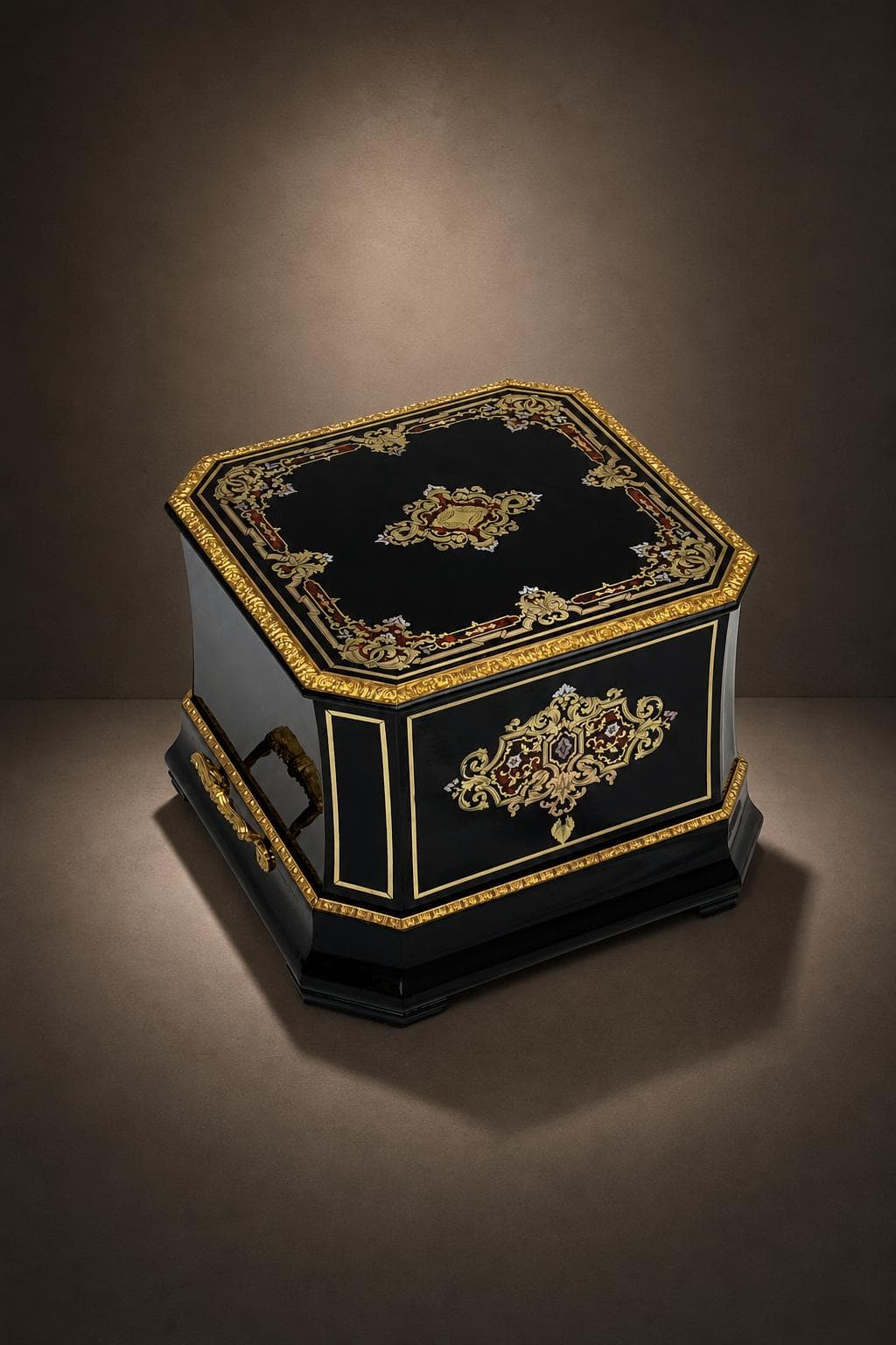 Rare cave à liqueur marqueterie Boulle bronze Napoléon 3