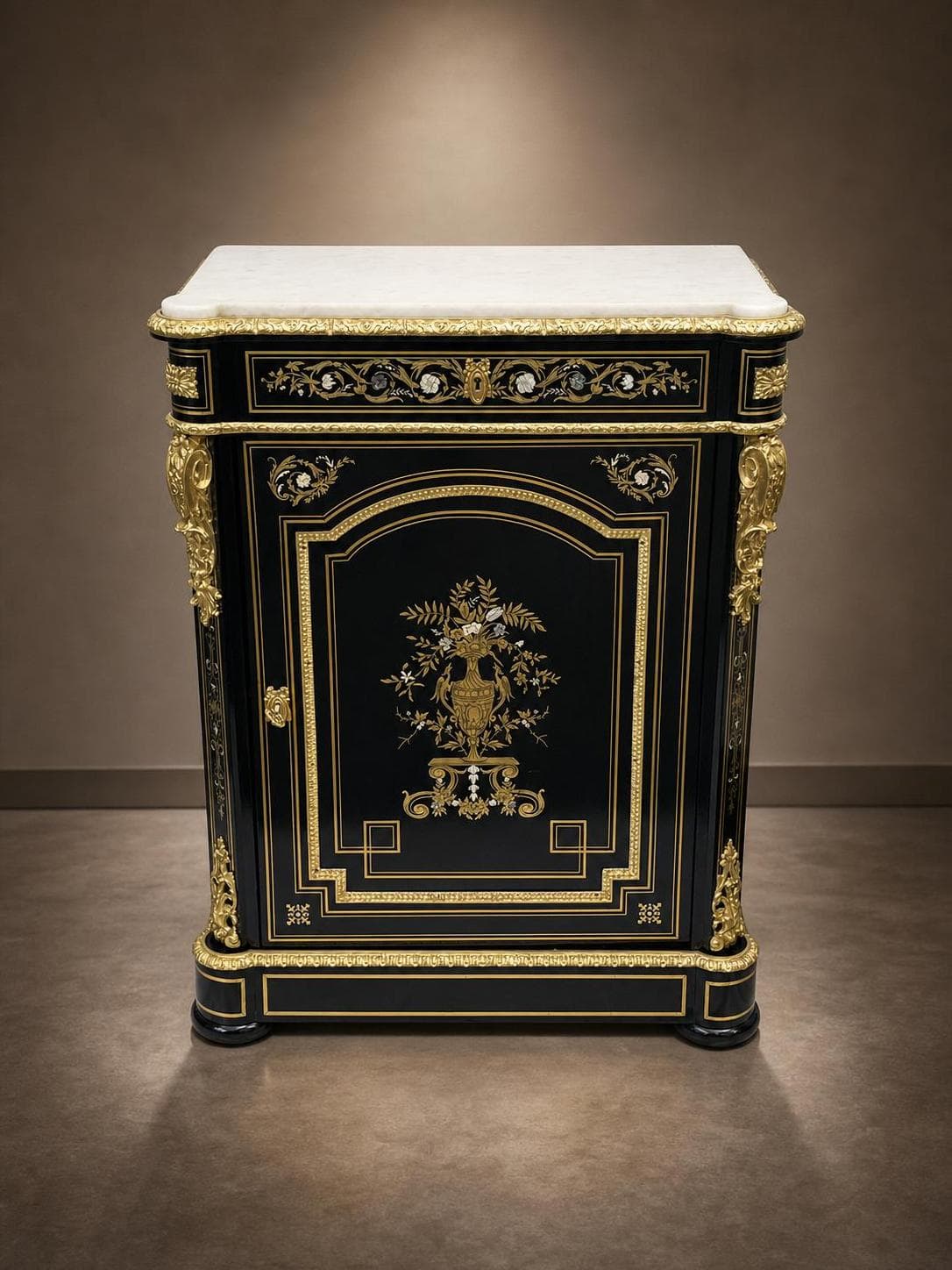 Boulle marquetry cabinet with 3 materials, Napoleon III