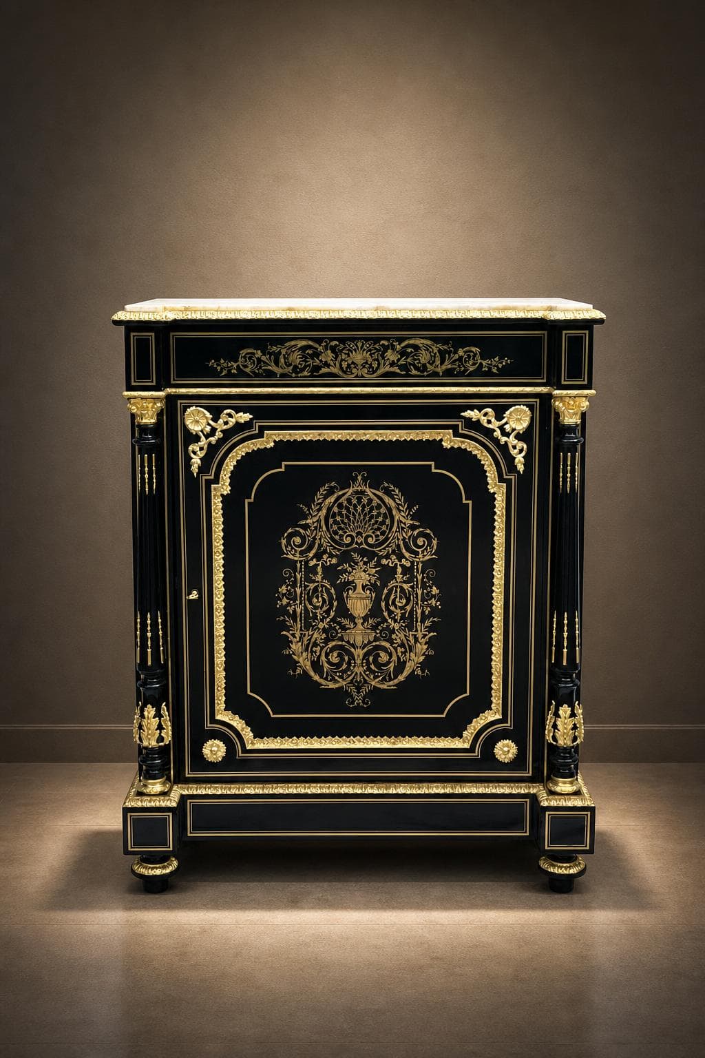 Napoleon III Boulle marquetry side cabinet with columns