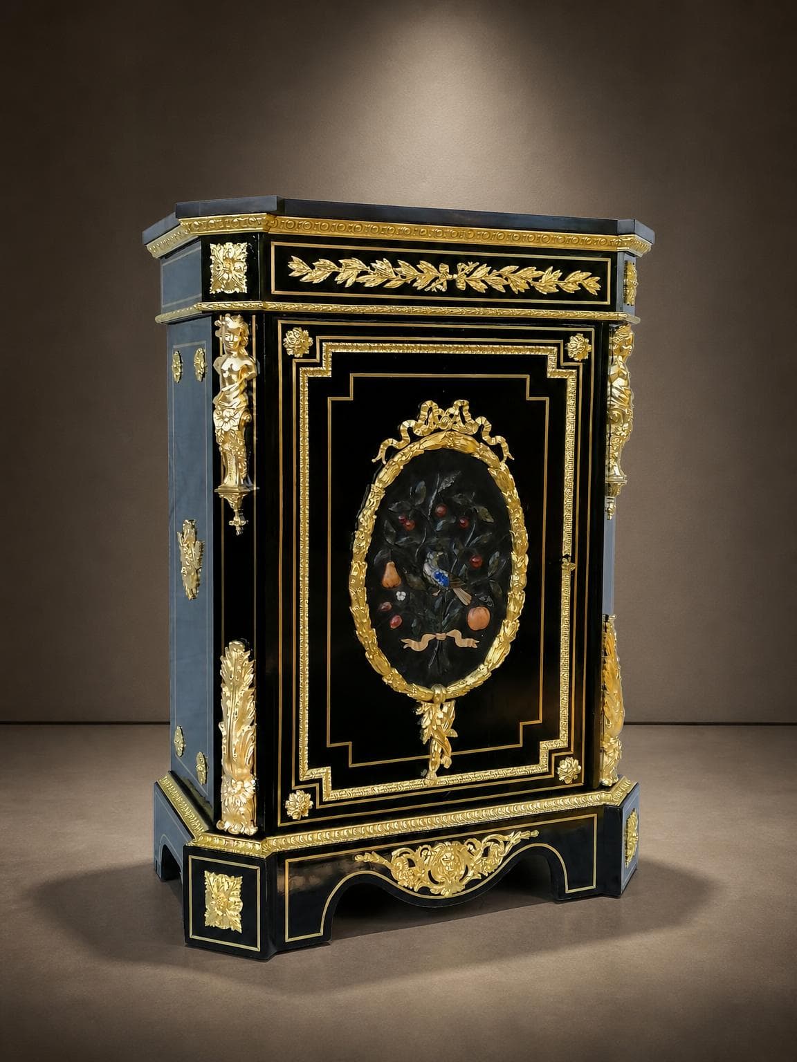 Napoleon III Boulle side cabinet with hard stones, BEFORT Jeune