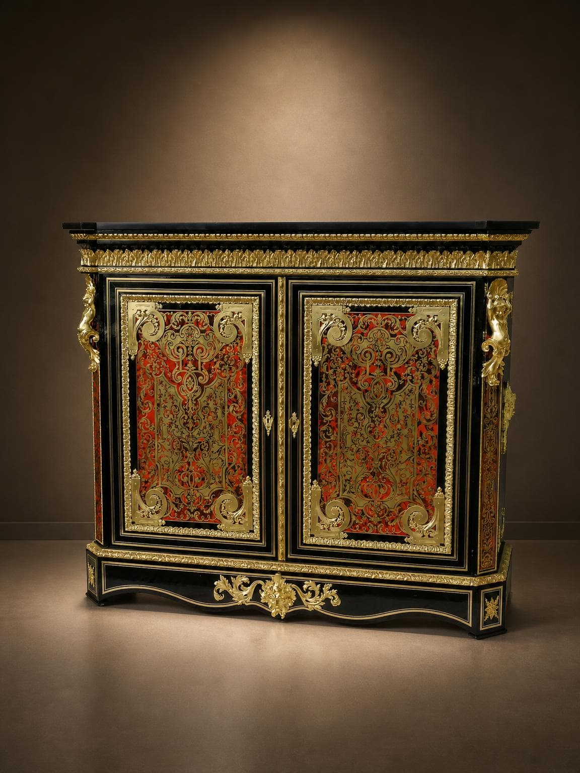 Two-door Napoleon III Boulle buffet cabinet signed PRETOT