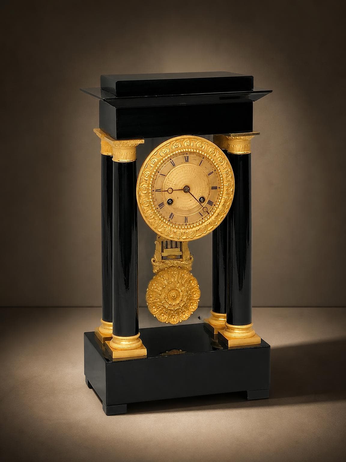 Empire Napoleon bronze portico clock