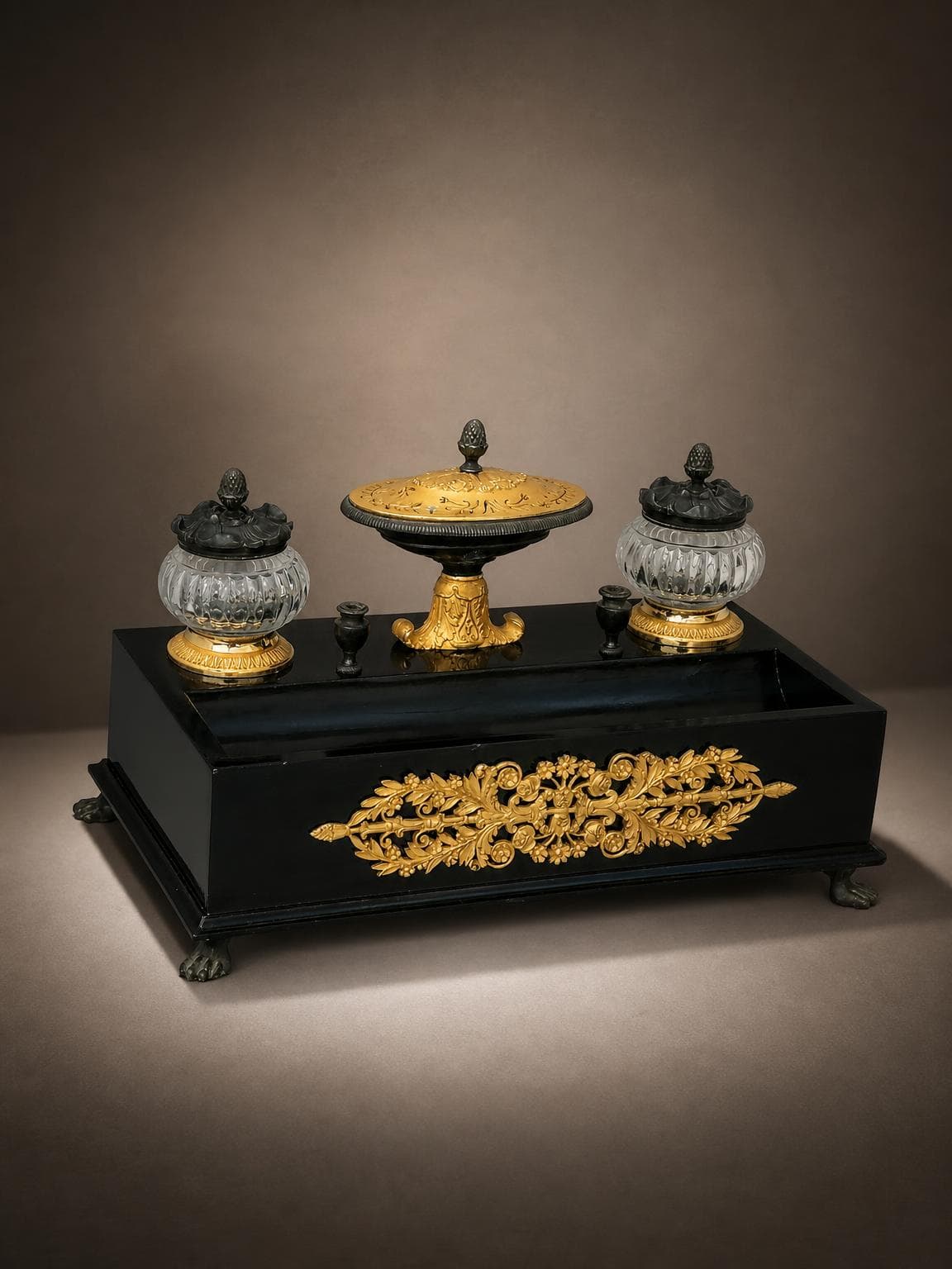 BBA-14 Gilt bronze Empire Restauration desk inkstand