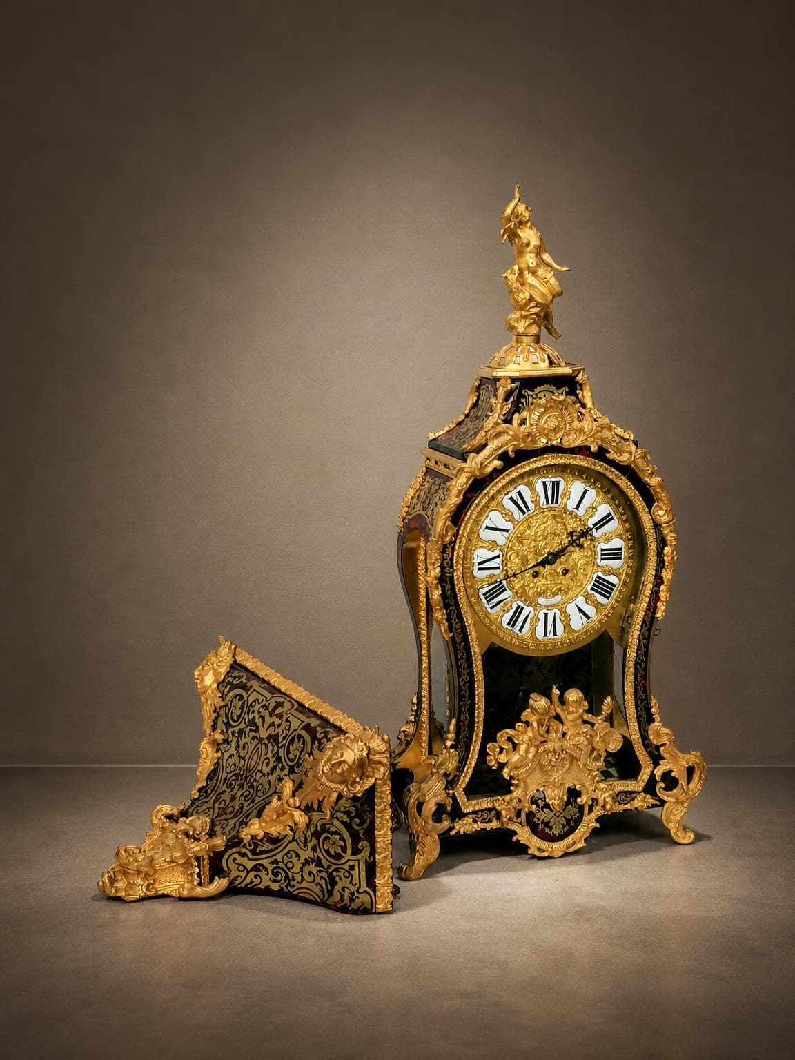 Grand cartel & support marqueterie Boulle Napoleon III
