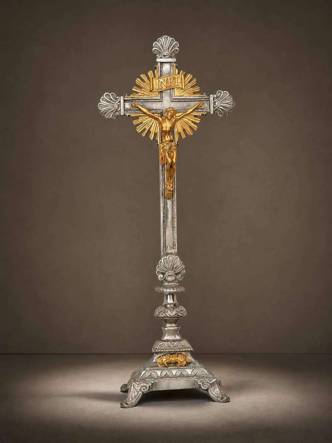 Crucifix sur pied aux 2 bronzes Napoleon III