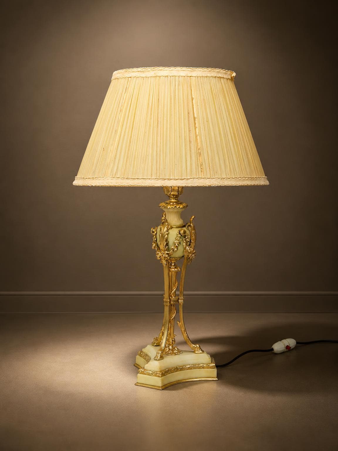 Lampe bougeoir bronze & marbre Napoleon III