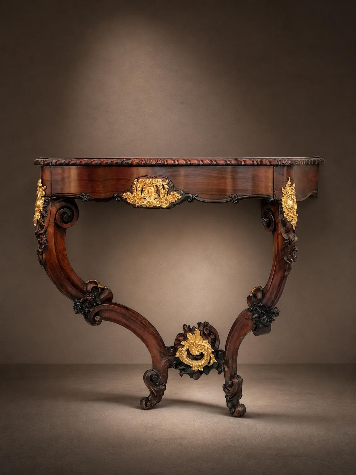 Console en palissandre & bronze doré Louis XV