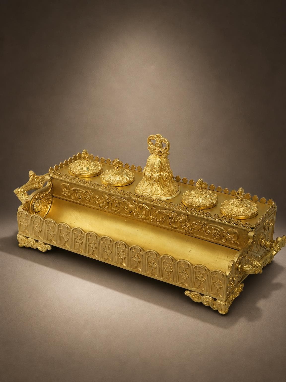 Grand encrier empire en bronze doré Napoleon III