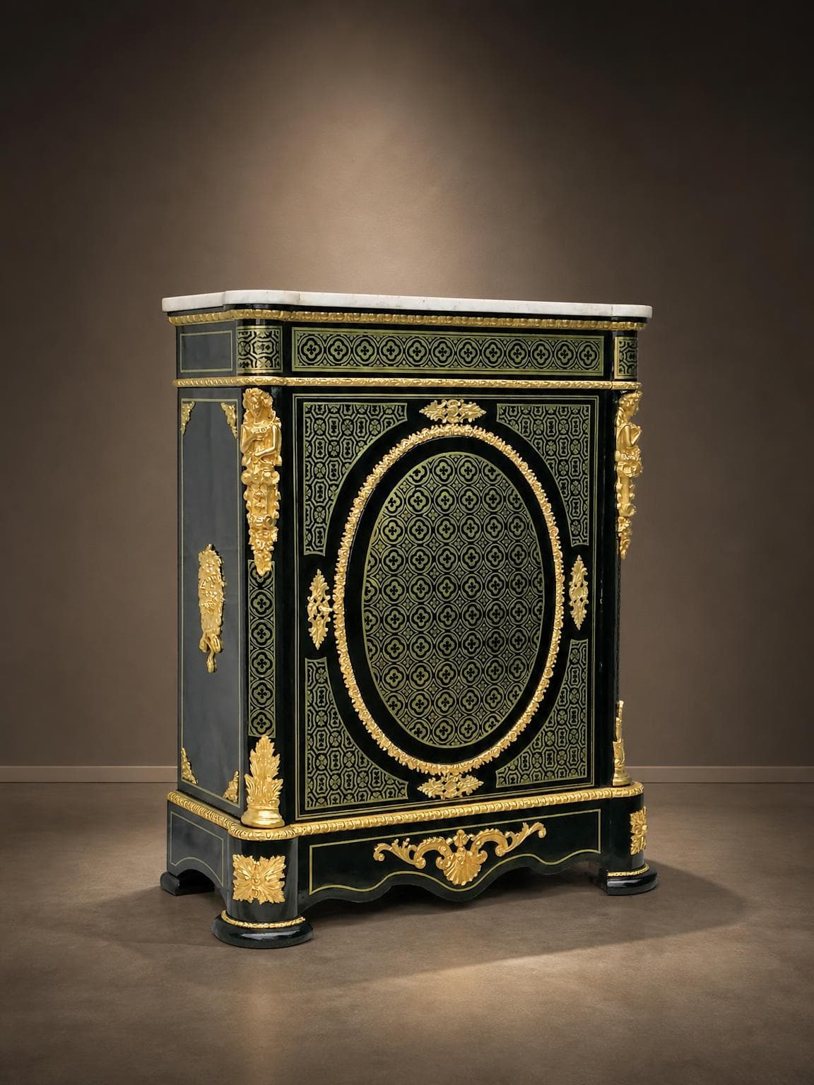Meuble d’appui marqueterie Boulle Résille Napoleon III