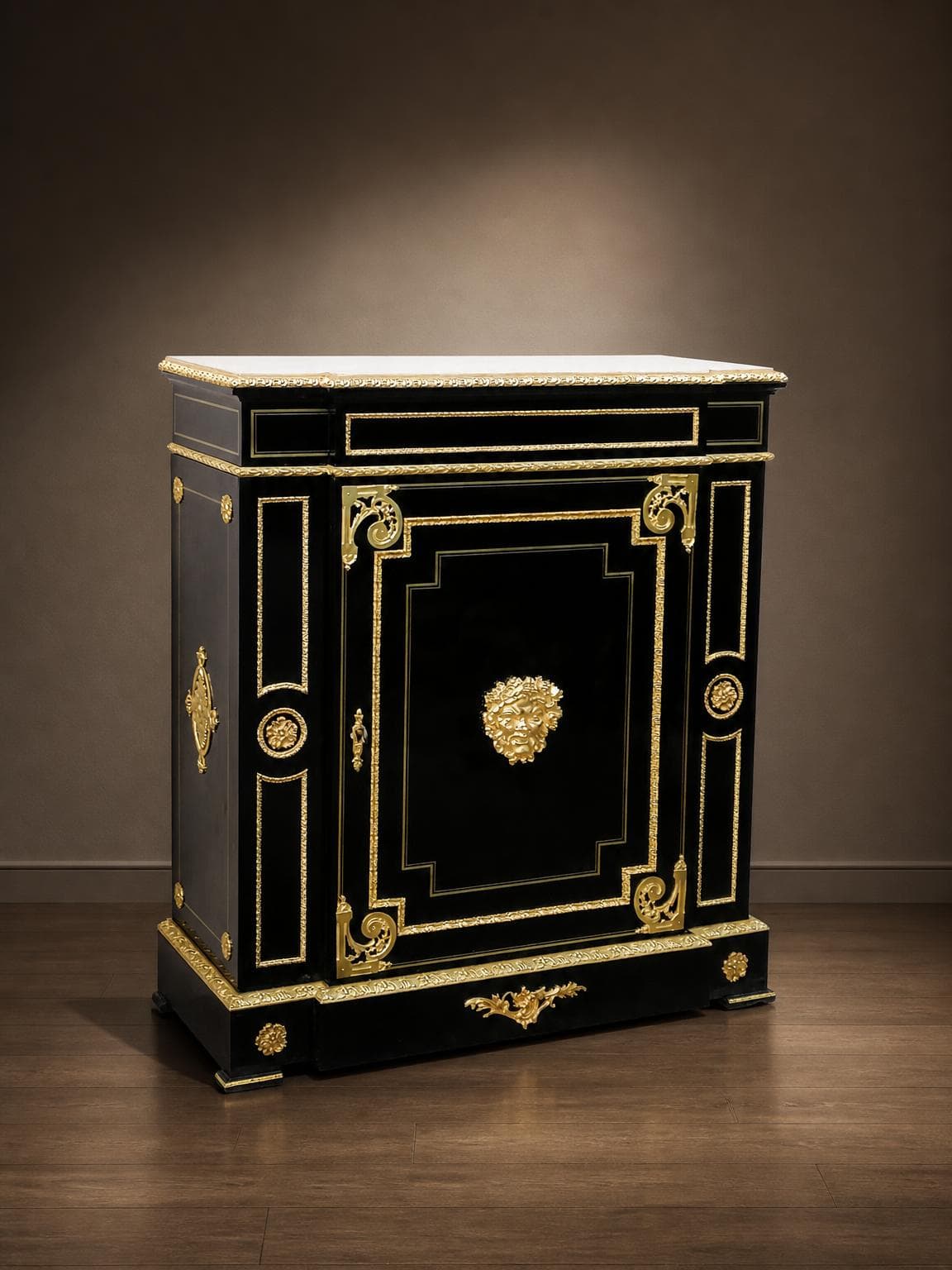 Boulle side cabinet with fixed side panels, Napoleon III