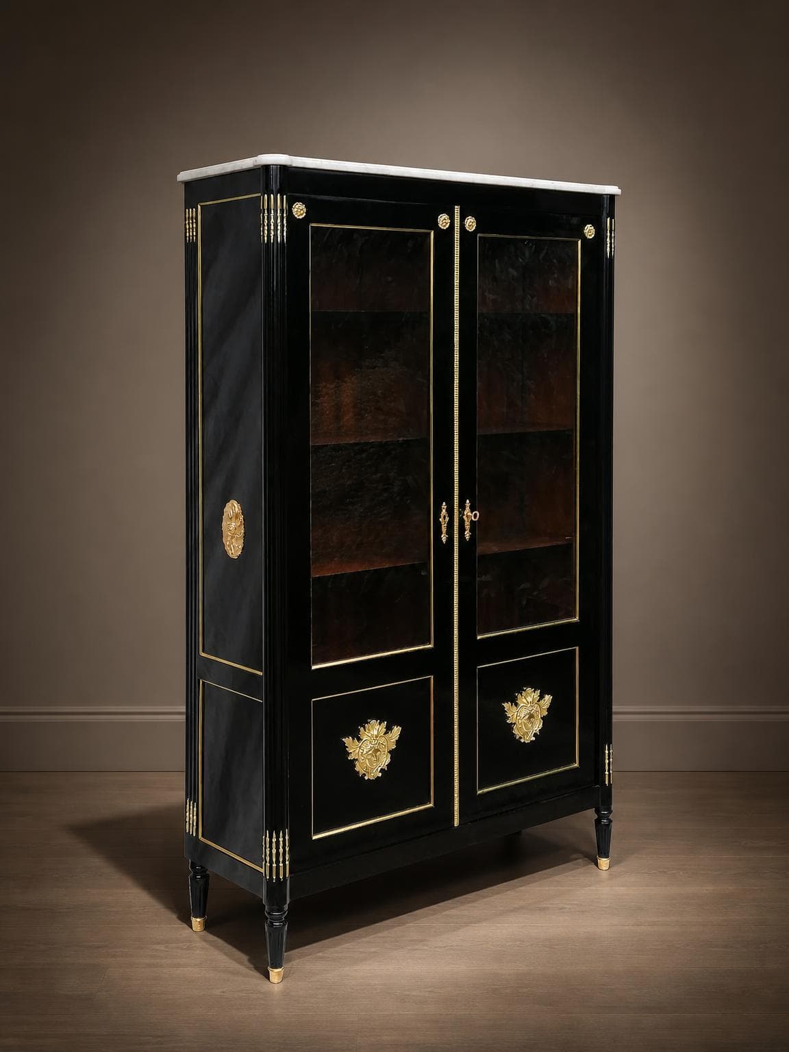 Napoleon III Louis XVI display cabinet bookcase