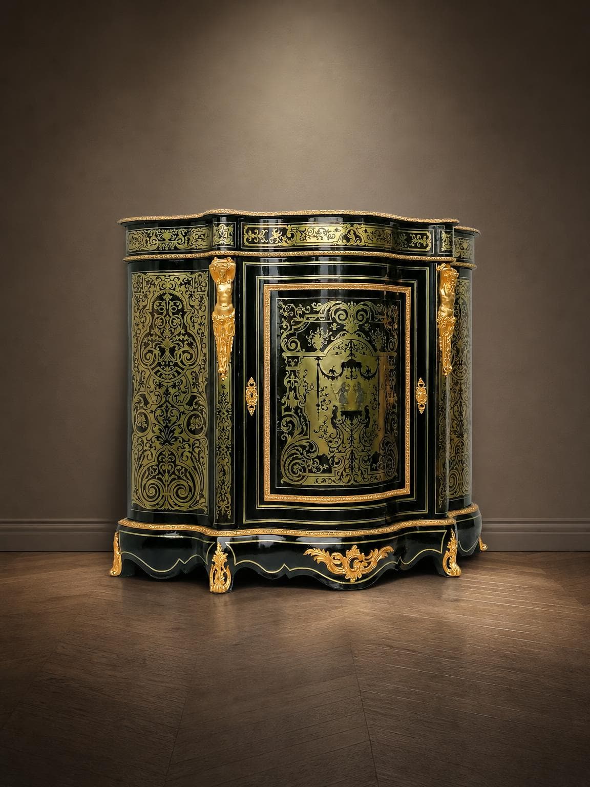 Meuble d’appui galbé toutes faces Boulle Napoleon III DIEHL
